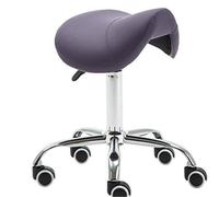 JAVPTAV Sedia da sella ergonomica professionale nera con ruote for clinica, spa, salone, sgabello girevole regolabile in altezza con ruote, sgabello da sella da taglio(Purple)