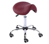 JAVPTAV Sedia da sella ergonomica professionale nera con ruote for clinica, spa, salone, sgabello girevole regolabile in altezza con ruote, sgabello da sella da taglio(Red)