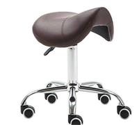 JAVPTAV Sedia da sella ergonomica professionale nera con ruote for clinica, spa, salone, sgabello girevole regolabile in altezza con ruote, sgabello da sella da taglio(Brown)