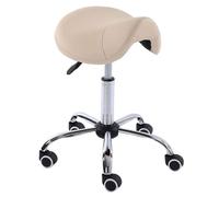 JAVPTAV Sedia da sella ergonomica professionale nera con ruote for clinica, spa, salone, sgabello girevole regolabile in altezza con ruote, sgabello da sella da taglio(Beige)