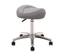 JAVPTAV Sedia da ufficio con altezza regolabile for igienisti dentali e artisti, sgabello da salone in metallo con rotazione a 360° e ruote in PU(Light Gray)