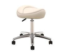 JAVPTAV Sedia da ufficio con altezza regolabile for igienisti dentali e artisti, sgabello da salone in metallo con rotazione a 360° e ruote in PU(Beige)