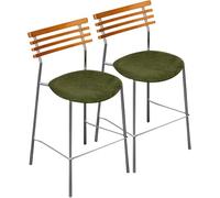 JAVPTAV Set di 2 sgabelli da bar alti fino al bancone, sgabello da bar imbottito in velluto for cucina, bistrot, pub, sedia da bar for sala da pranzo, isola della cucina(65cm)