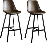 JAVPTAV Set di 2 sgabelli da bar in similpelle con schienale e poggiapiedi, sgabelli da bancone for isola cucina, bar, pub, carichi fino a 300 libbre(Brown,75CM)