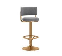 JAVPTAV Sgabelli da bar alti fino al bancone con poggiapiedi e schienale, sgabelli da bar girevoli a 360° for la colazione, sedie da pub imbottite regolabili in altezza(Grey1,Height 65-80CM)