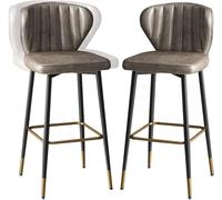 JAVPTAV Sgabelli da bar da 26/30" con rivestimento in pelle sintetica e poggiapiedi, sedie da bar alte girevoli a 360° for isola cucina, pub, bistrot(Grey-2ps,65cm)