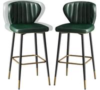 JAVPTAV Sgabelli da bar da 26/30" con rivestimento in pelle sintetica e poggiapiedi, sedie da bar alte girevoli a 360° for isola cucina, pub, bistrot(Green-2ps,75cm)