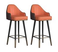 JAVPTAV Sgabelli da bar girevoli, set da 2, sgabelli da bar in similpelle, sedie da bar con schienale, sgabelli da cucina for bar di casa, sala da pranzo(Orange,Sitting Height 75cm)