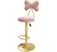 JAVPTAV Sgabelli da bar girevoli, sgabelli alti da bancone, sedie da pranzo, sedie da bar in velluto con schienale a fiocco, isola da cucina, altezza regolabile for pub(Pink-1ps)