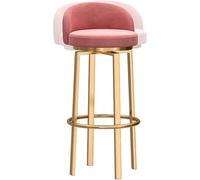 JAVPTAV Sgabelli da bar, sgabelli da bancone girevoli a 360° in velluto, sgabelli da bar alti dorati con schienali bassi, sedie alte da cucina for pub, bar e caffetteria(Pink,65cm)