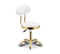 JAVPTAV Sgabelli da salone con ruote, altezza regolabile, con schienale, for lavori di tatuatori e nail art, perfetti for disegno, SPA e negozi, sgabello girevole in similpelle.(White)