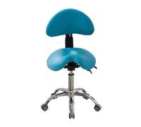 JAVPTAV Sgabello a sella con sedia a pedale con supporto for la schiena, sgabello girevole for taglio da salone for ufficio, salone, negozio, altezza regolabile(Blue)