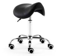 JAVPTAV Sgabello a sella su ruote, girevole, con seduta girevole/poltrona da salone for SPA, comoda poltrona for l'equilibrio di bellezza e for una schiena sana.(Black)