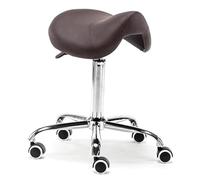 JAVPTAV Sgabello a sella su ruote, girevole, con seduta girevole/poltrona da salone for SPA, comoda poltrona for l'equilibrio di bellezza e for una schiena sana.(Brown)