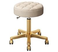 JAVPTAV Sgabello da bar con ruote girevoli, altezza regolabile 47~64 cm, seduta in PU beige, sgabello in acciaio inox a 5 artigli for ufficio, studio e salone di bellezza