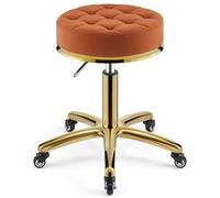 JAVPTAV Sgabello da barbiere in metallo idraulico for impieghi gravosi, girevole su ruote, altezza regolabile con asta dorata for cucina, salone, massaggi, clinica, bar, ufficio(G)