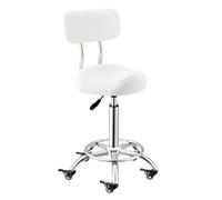 JAVPTAV Sgabello ergonomico con supporto for la schiena e poggiapiedi for uso in clinica odontoiatrica e ufficio, altezza regolabile 50~70 cm, sedia da salone for comfort e salute.(White)
