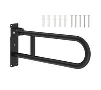 JAVYPPT Maniglione for WC Pieghevole Lucido a Forma di U, corrimano for Bagno Ribaltabile Nero Opaco for Anziani disabili in Gravidanza, Aiuto for Doccia Pieghevole Senza Barriere a Parete(Black)