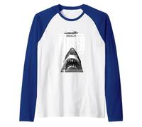 Jaws 2025 Spiaggia Chiuso Shark Alert Maglia con Maniche Raglan