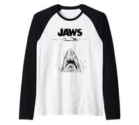 Jaws 50th Anniversary Poster Black & White Sketch 2-Sided Maglia con Maniche Raglan