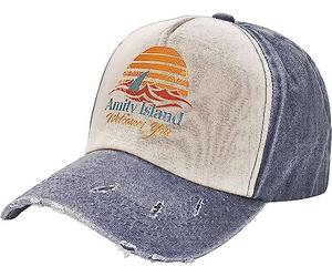Jaws Amity Island Cappelli Distressed Baseball Caps Washed Dad Trucker Denim Cowboy Hat, grigio, Taglia unica