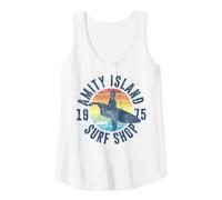 Jaws Amity Island Surf Shop 1975 Retro Logo Canotta, Donna, Bianco, L