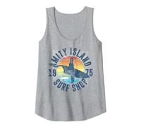 Jaws Amity Island Surf Shop 1975 Retro Logo Canotta, Donna, Grigio Melange, M
