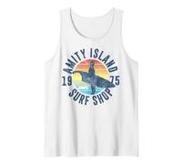 Jaws Amity Island Surf Shop 1975 Retro Logo Canotta, Uomo, Bianco, L