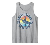 Jaws Amity Island Surf Shop 1975 Retro Logo Canotta, Uomo, Grigio Melange, M