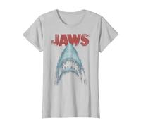 Jaws Classic Movie Poster Close-Up Maglietta, Donna, Argento, 3XL