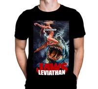 Jaws-Leviathan - Horror Movie T-Shirt Shark Movie by Rick Melton Black L