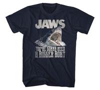 Jaws Navy T-Shirt Uomo Manica Corta in Cotone Cotone Girocollo Preshrunk