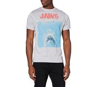 Jaws Poster del Film T-Shirt, Grigio (Grigio Marl Spo), M Uomo