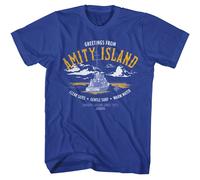 Jaws - Saluti Da Amity Island - Classici Americani - Blu Solido Adulto Corto S