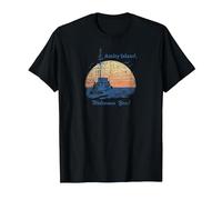 Jaws Vintage Amity Island Maglietta, Uomo, Nero, 4XL