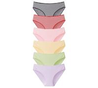 JAWSEU Bragas Mujer de Algodón, Elástico Braguitas Cintura Media Ropa Interior Cómodas Bragas Suaves de Cobertura Completa, Paquete múltiple Pack de 6 Algodón Cómodo y Respirable Bragas para Muj