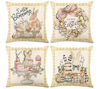 JAWSEU Fodere Cuscini Arredo Moderno 45x45, Decorativi Fodere in Micro Fiber con Motivo Scena Pasquale, Confezione da 4 Copricuscini per Cuscino per Divano Sedia Cuscini