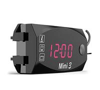 JAWSEU Orologio digitale a LED 3 in 1, termometro, voltmetro, IP67, impermeabile, misuratore elettronico a LED, 3 in 1, multi metro, pannello gauge, orologio digitale da auto, termometro digitale per