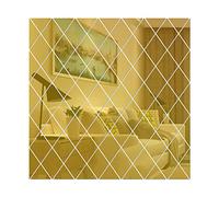 JAWSEU Specchio Rombo Adesivi Murali, 32 Pezzi, 100*100cm, Oro, Pitturato, Senza Cornice, Diamante, Effetto Specchio, Adatto a Parete, Multiruolo, Decorazione per Pareti