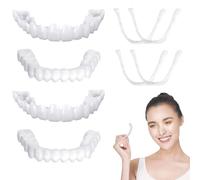 JAWUZ 2 Paia Dentiera finta naturale Denti finti da applicare da soli Dentiera Provvisoria,Faccette Dentali Universali Superiore e Inferiore Provvisoria Denti Finti di Denti Cattivi Denti Imperfetti