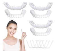 JAWUZ 3 Paia Dentiera finta naturale Denti finti da applicare da soli Dentiera Provvisoria,Faccette Dentali Universali Superiore e Inferiore Provvisoria Denti Finti di Denti Cattivi Denti Imperfetti