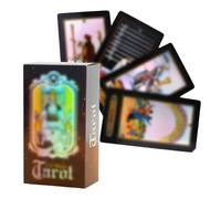 JAWUZ 78 Tarocchi carte, per Tarocchi rider waite, Mazzo di Tarocchi Olografici Gioco di Lettura del Futuro con Scatola Colorata per Principianti e Giocatori Professionisti, Re(Inglese)