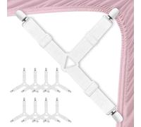 JAWUZ 8 Pezzi Ferma lenzuola, Elastici per lenzuola, Elastici per lenzuola con angoli, Ferma lenzuola x angoli, Ganci per lenzuola