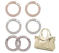 JAWUZ Moschettone Rotondo con Strass 35mm 6 Pezzi Argento e oro Gancio Borsa Clip Portachiavi Anello DIY Accessori Decorazione Borse Zaini Cinghie Bagagli Portafoglio Gioielli Fai da Te Regalo
