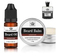 JAX OF LONDON® Colonia balsamo da barba profumato da 60 g e olio da barba da 10 ml, set di balsamo profumato di Colonia domina, idrata, condiziona, previene il prurito della barba, fiocchi realizzati