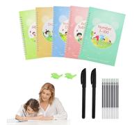 Jaxbo Libro di scrittura scanalato magico per bambini, riutilizzabile, con scanalature, quaderno per pratica di scrittura magica, per scuola materna, scuola materna (5 libri con penne)