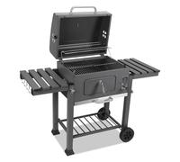 Jaxguom Barbecue a carbonella BBQ XXL Smoker con coperchio, ciotola per carbone regolabile in altezza, carrello per barbecue, forno per affumicatura, manico in acciaio inox, termometro, prese d'aria