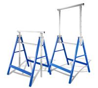 Jaxguom Cavalletto da lavoro, set da 2 pezzi, regolabile in altezza, 7 livelli (80 - 130 cm), cavalletto da 400 kg per coppia, pieghevole, per casa, officina e giardino, blu