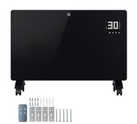 Jaxguom Riscaldamento Convettore 2500W WiFi Termostato Telecomando Nero | Termoconvettore silenzioso in vetro con timer 24 ore, 2 livelli di calore 5-50 °C, display touch LED, protezione antigelo