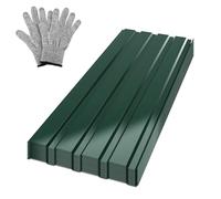 Jaxguom Set di 12 lamiere trapezoidali per tetto, tettoie e canili, con guanti antitaglio, pannelli per tetti 115 x 45 cm, 6 m², pannelli per tetto in lamiera zincato, metallo verde